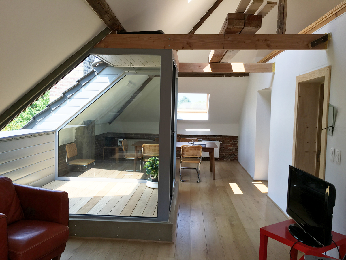 zolder, attic, mezzanine, leefruimte, livingroom, flat, appartment
